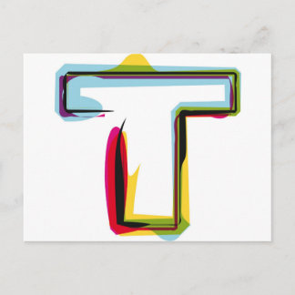 Abstract and colourful letter T Postcard