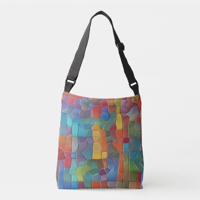 Abstract and colourful mosaic crossbody bag (Front)