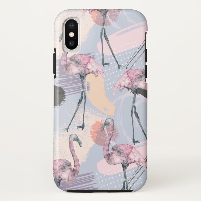 Abstract and Flamingo Pattern Case-Mate iPhone Case (Back)