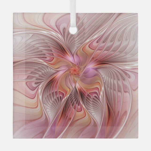 Abstract Angel Colourful Fantasy Fractal Art Glass Ornament (Front)