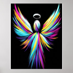 Abstract Angel In a Rainbow of Colours Poster