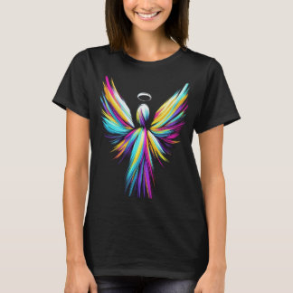 Abstract Angel on a Black T-Shirt For Women or Men