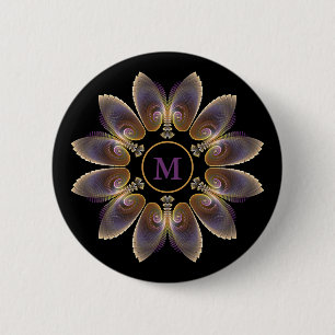 Abstract Angel Wings Mandala Fractal Monogram 2 Inch Round Button