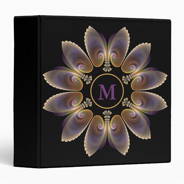 Abstract Angel Wings Mandala Fractal Monogram Binder (Front/Spine)