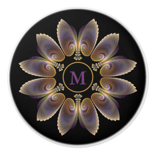 Abstract Angel Wings Mandala Fractal Monogram Ceramic Knob