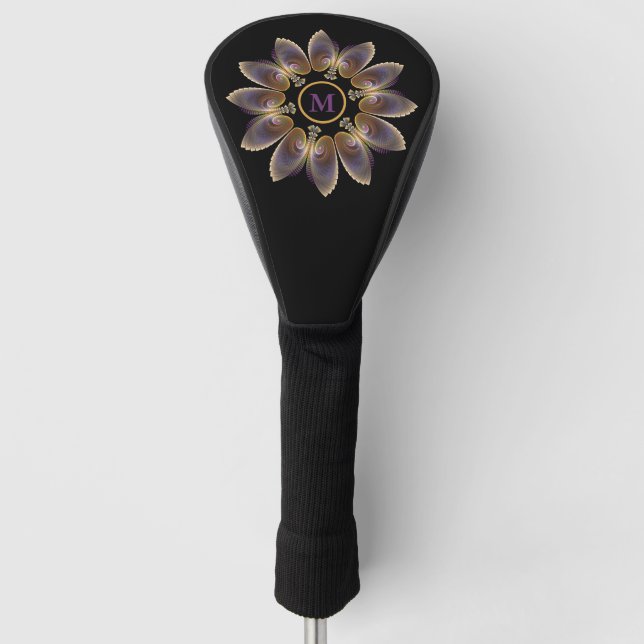 Abstract Angel Wings Mandala Fractal Monogram Golf Head Cover (Front)