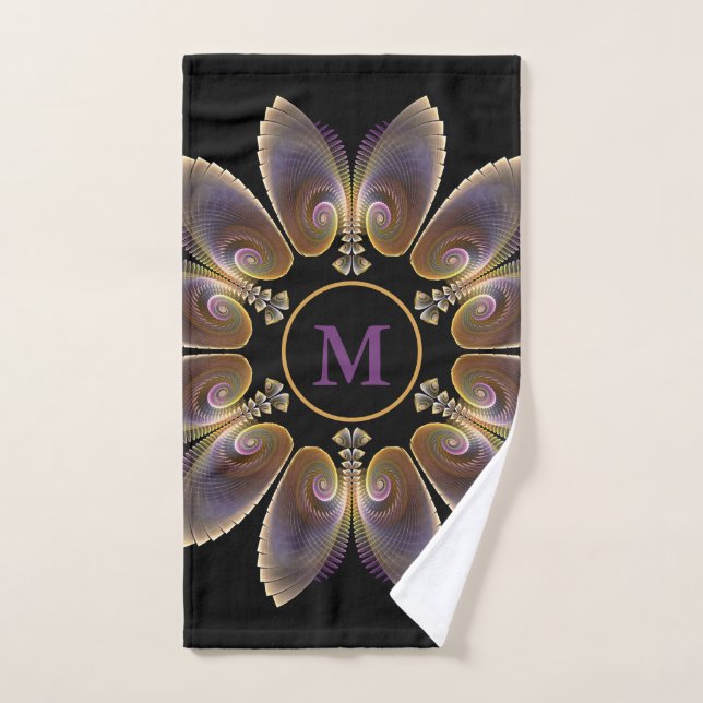 Abstract Angel Wings Mandala Fractal Monogram Hand Towel (Hand Towel)
