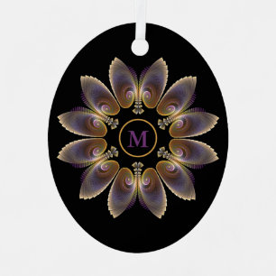 Abstract Angel Wings Mandala Fractal Monogram Metal Ornament
