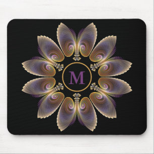 Abstract Angel Wings Mandala Fractal Monogram Mouse Pad