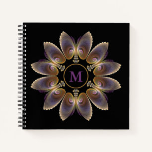 Abstract Angel Wings Mandala Fractal Monogram Notebook