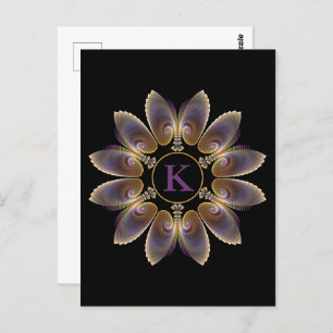 Abstract Angel Wings Mandala Fractal Monogram Postcard