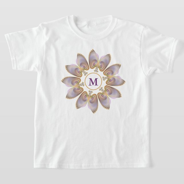 Abstract Angel Wings Mandala Fractal Monogram T-Shirt (Laydown)