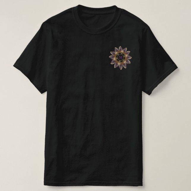 Abstract Angel Wings Mandala Fractal Monogram T-Shirt (Design Front)