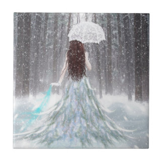 Abstract Angel Winter Snow Princess Tile