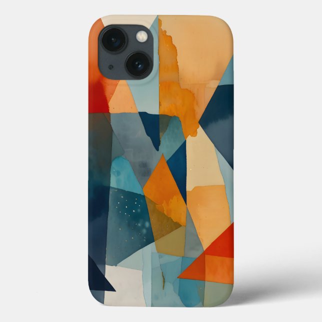 Abstract Angles of Blue and Orange Case-Mate iPhone Case (Back)