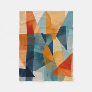 Abstract Angles of Blue and Orange Fleece Blanket