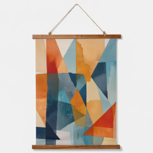 Abstract Angles of Blue and Orange Hanging Tapestry