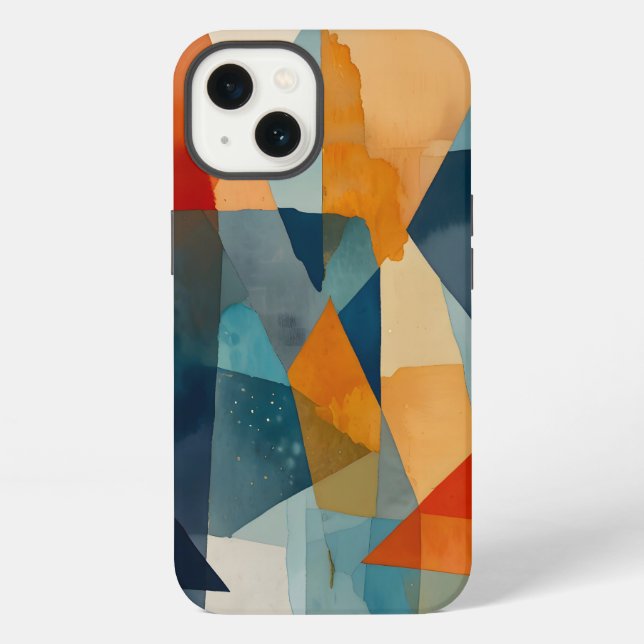 Abstract Angles of Blue and Orange iPhone Case (Back)