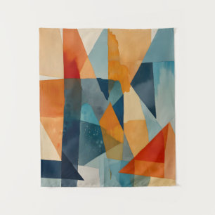 Abstract Angles of Blue and Orange Tapestry
