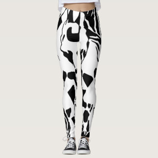 Abstract Animal Black & White Leggings