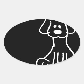 Abstract Animal Doodle Dog Oval Sticker