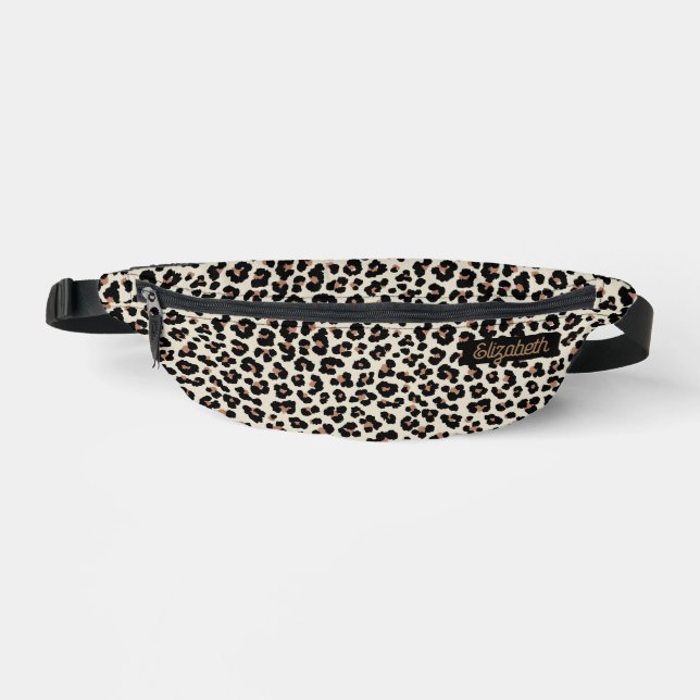 Abstract Animal Leopard Skin Fur Name Custom Fanny Pack (Front)