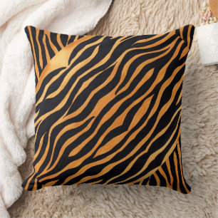 Abstract Animal Print Golden and Black Pillow