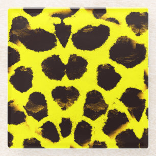Abstract Animal Print Leopard Watercolor Glass Coaster