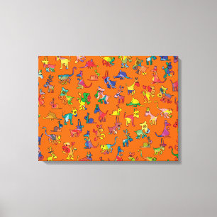 Abstract Animals Pattern Tiles Canvas Print