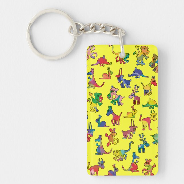 Abstract Animals Pattern Tiles Keychain (Front)