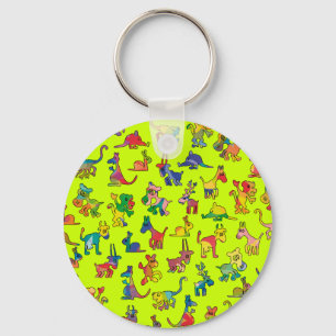 Abstract Animals Pattern Tiles Keychain
