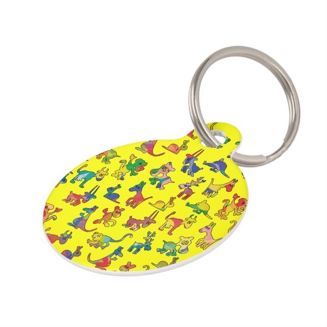 Abstract Animals Pattern Tiles Pet Tag (Side)
