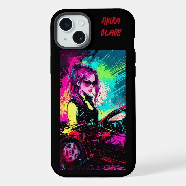 Abstract Anime Cyberpunk Female Driver iPhone case (Back)
