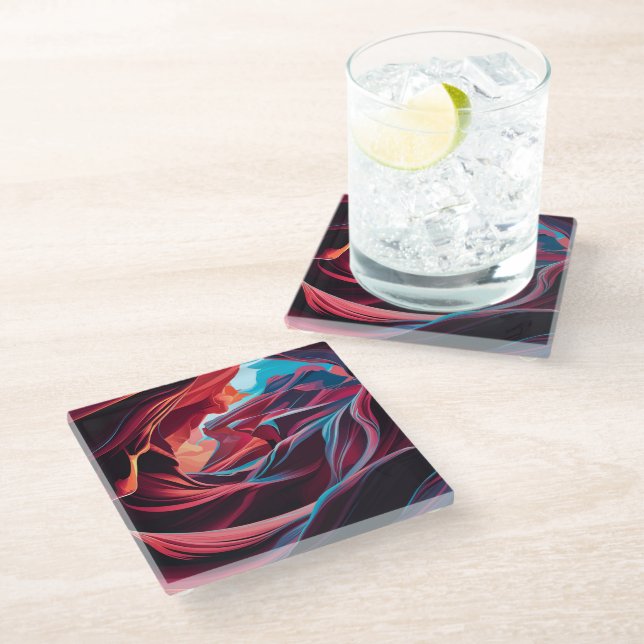 Abstract Antelope Canyon Arizona Glass Coaster (Angled)
