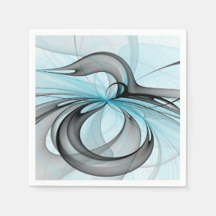 Abstract Anthracite Gray Blue Modern Fractal Art Napkin