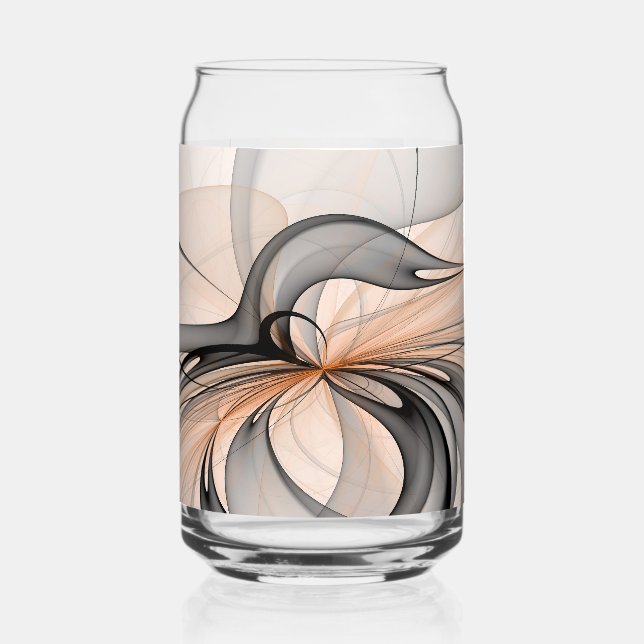 Abstract Anthracite Gray Sienna Modern Fractal Art Can Glass (Front)
