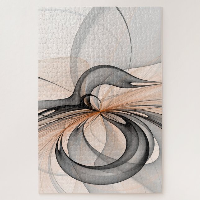 Abstract Anthracite Gray Sienna Modern Fractal Art Jigsaw Puzzle (Vertical)