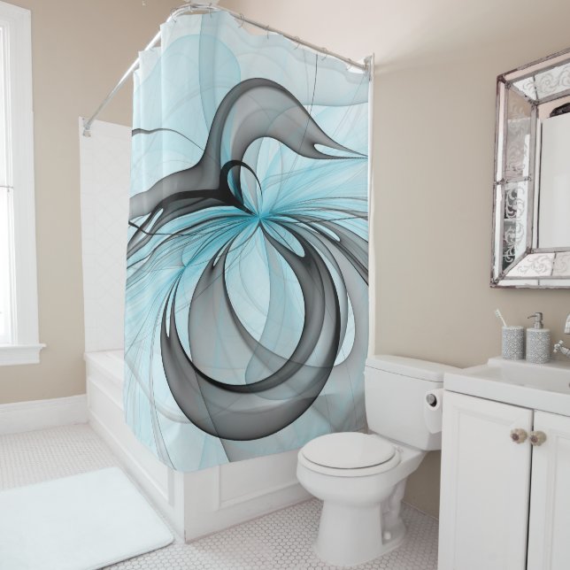 Abstract Anthracite Grey Blue Modern Fractal Art (In Situ)