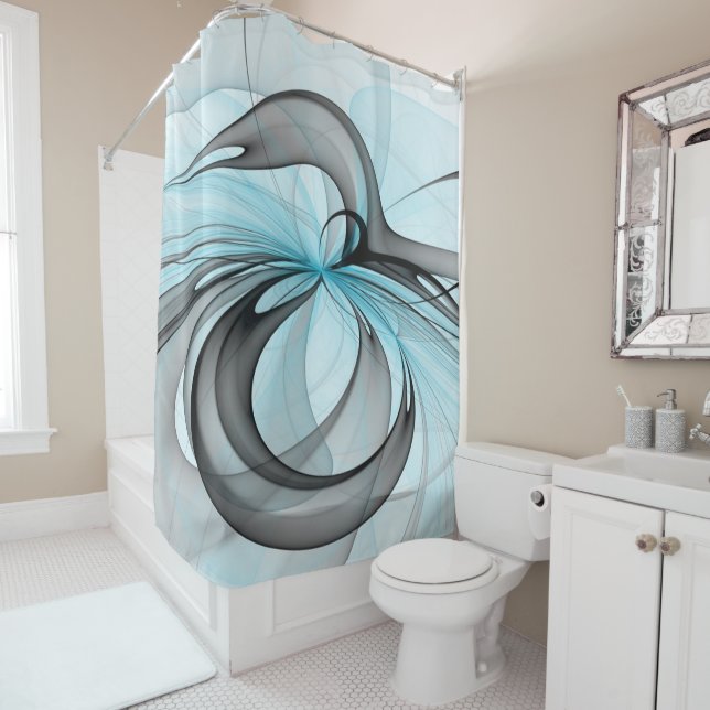 Abstract Anthracite Grey Blue Modern Fractal Art (In Situ)