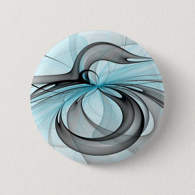Abstract Anthracite Grey Blue Modern Fractal Art 2 Inch Round Button (Front)