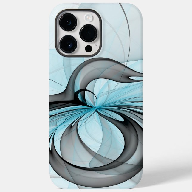 Abstract Anthracite Grey Blue Modern Fractal Art Case-Mate iPhone Case (Back)
