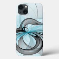 Abstract Anthracite Grey Blue Modern Fractal Art
