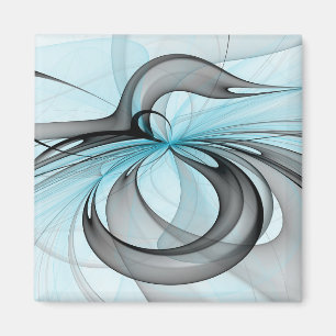 Abstract Anthracite Grey Blue Modern Fractal Art Magnet