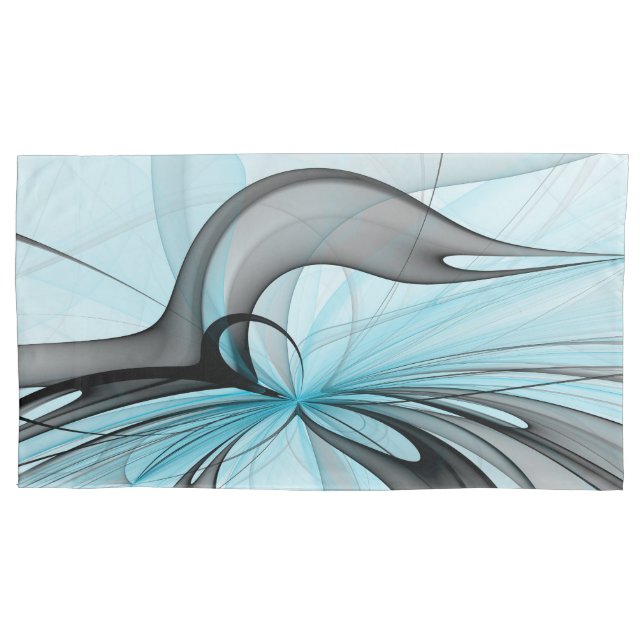Abstract Anthracite Grey Blue Modern Fractal Art Pillowcase (Front)