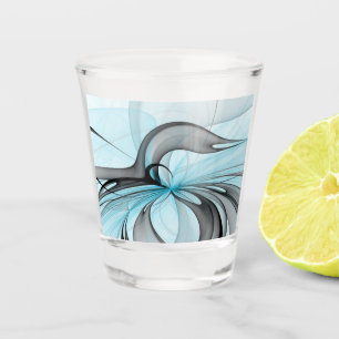 Abstract Anthracite Grey Blue Modern Fractal Art Shot Glass