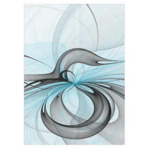 Abstract Anthracite Grey Blue Modern Fractal Art Tablecloth