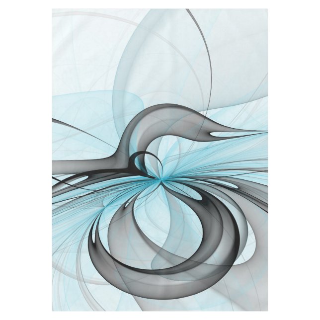 Abstract Anthracite Grey Blue Modern Fractal Art Tablecloth (Front)