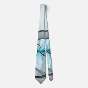 Abstract Anthracite Grey Blue Modern Fractal Art Tie