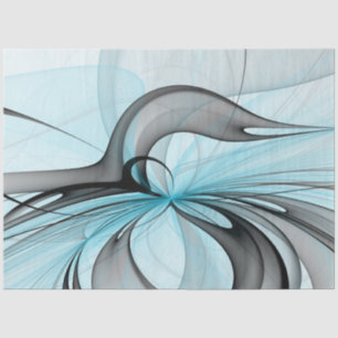Abstract Anthracite Grey Blue Modern Fractal Art Tissue Paper