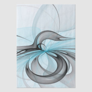 Abstract Anthracite Grey Blue Modern Fractal Art Tissue Paper